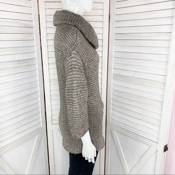 Tommy Bahama Melifont Cowl Neck Pullover Sweater Taupe Metallic XS 3/4 Sleeve - Picture 3 of 11